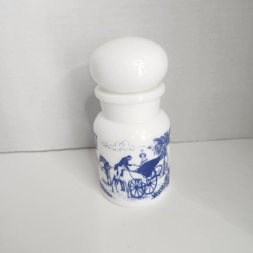 VTG 1979 Apothecary Jar Container Belgium D Rieger milk glass 4.75"